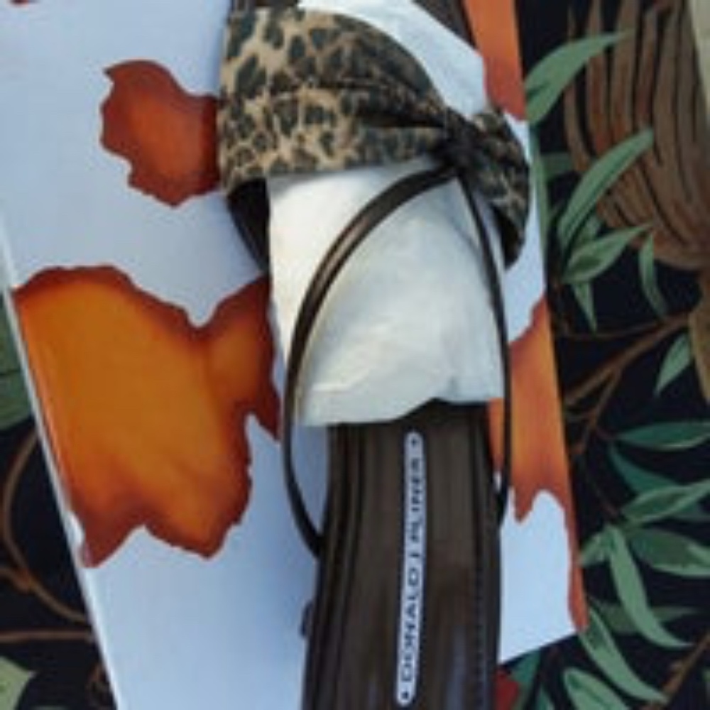 Donald J. Pliner Leopard fabric and leather sandal